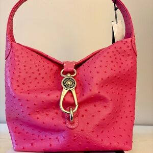 Fuchsia Dooney and Burke Logo and Lock Bag